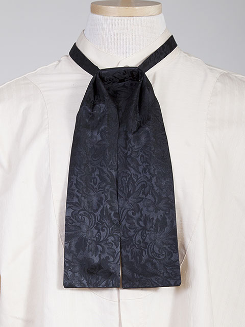 (image for) 1844 Design Victorian Black Silk Puff Tie with Adjustable Neckband